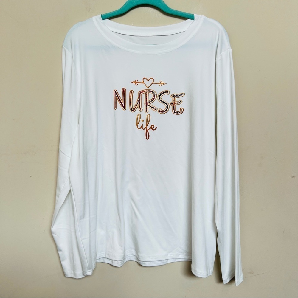 White 'Nurse Life' Long Sleeve Top